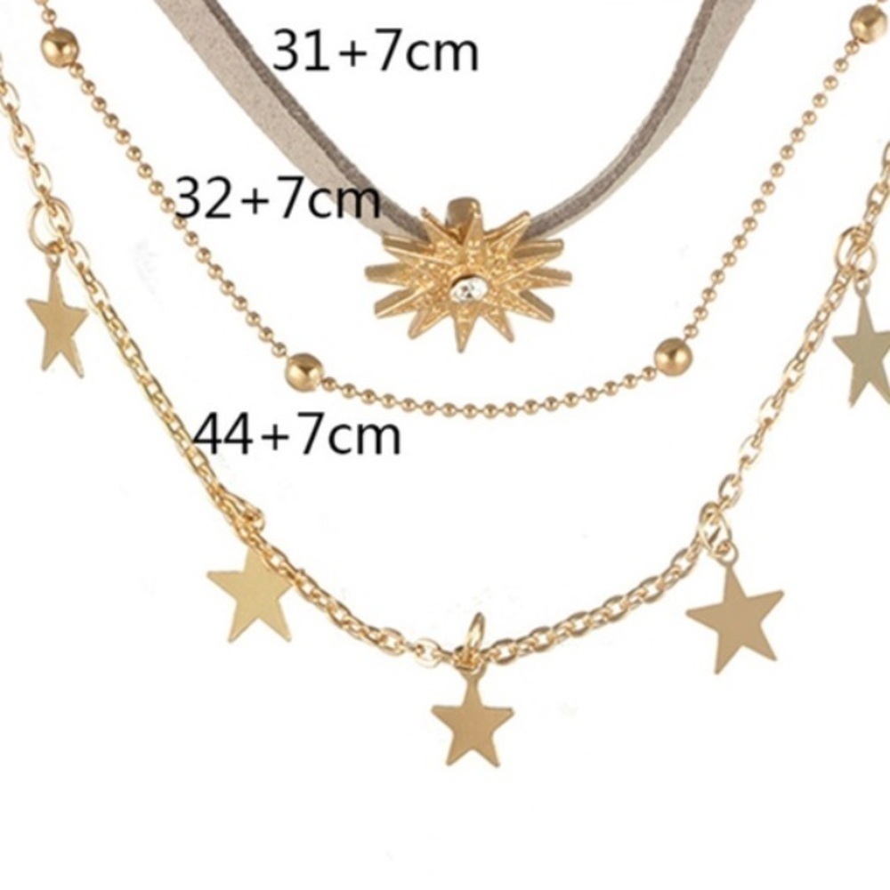 Unique Boho Sun/Star Multi Layer Choker - Picture 4 of 6